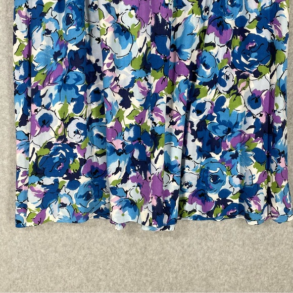 Vintage Floral Print Blue Button Front Midi Skirt - Picture 11 of 13
